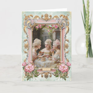 Marie Antoinette,French,Paris,tea,cake,rose 招待状 Letterpress Thank You Card