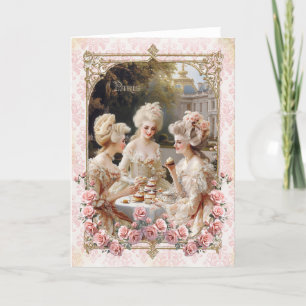 Marie Antoinette,French,Paris,tea,cake,roses 招待状 Letterpress Thank You Card