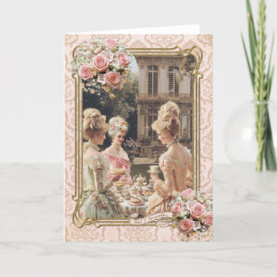 Marie Antoinette,French,Paris,tea,cake,roses 招待状 Letterpress Thank You Card