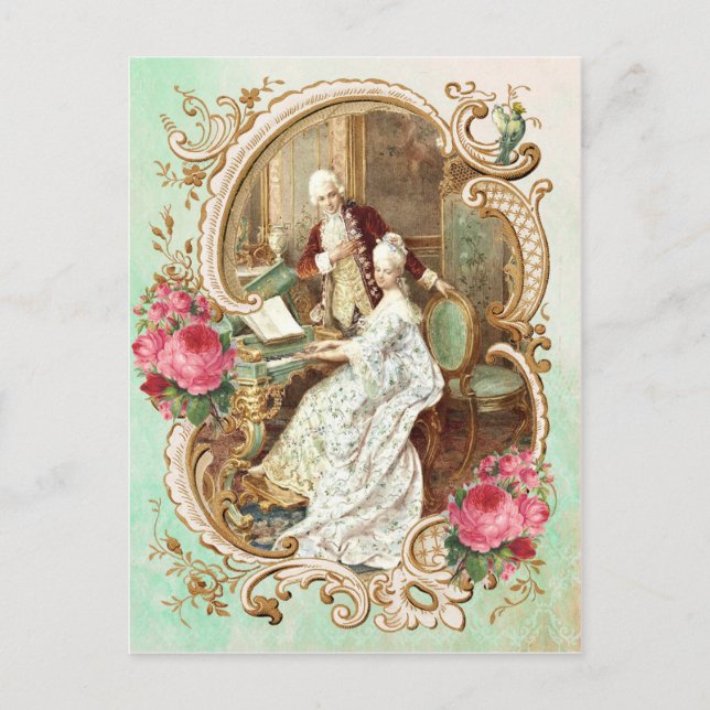 Marie Antoinette,French,Paris,Vintage,rococo,piano Postcard (Front)
