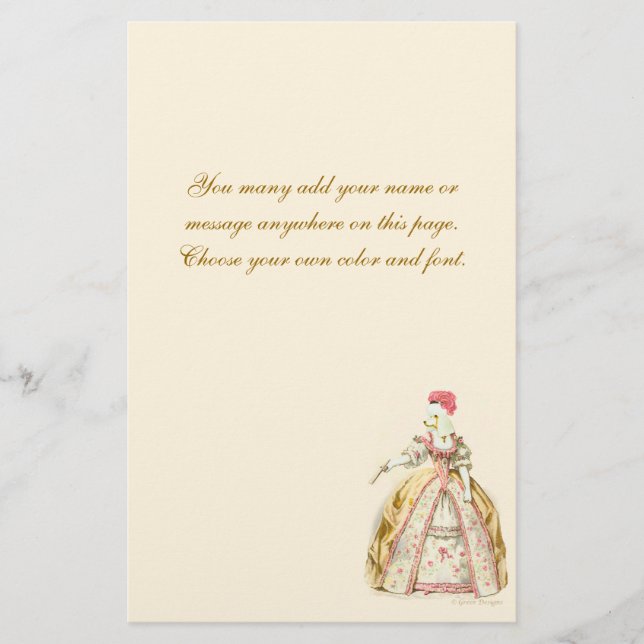 Marie Antoinette French Poodle Stationery (Front)