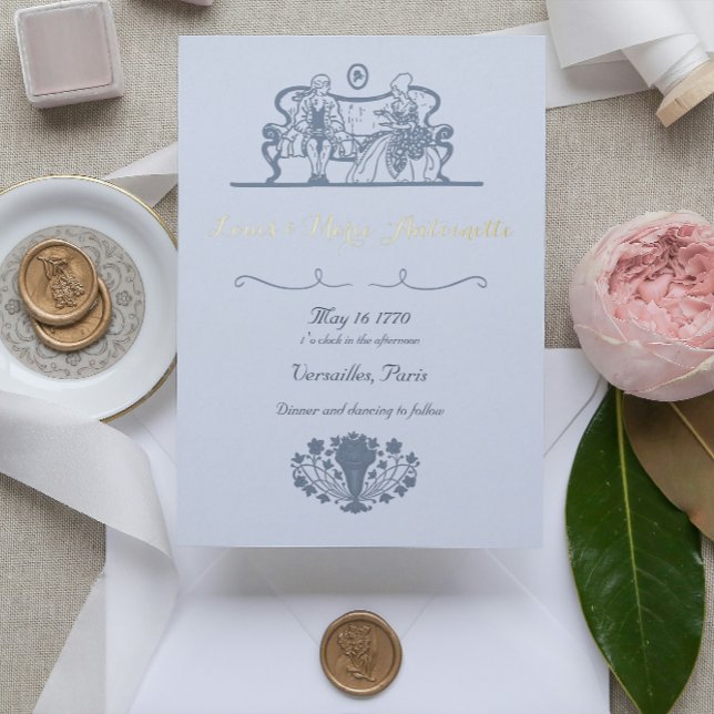 Marie Antoinette French Rococo inspired Wedding Foil Invitation (Creator Uploaded)