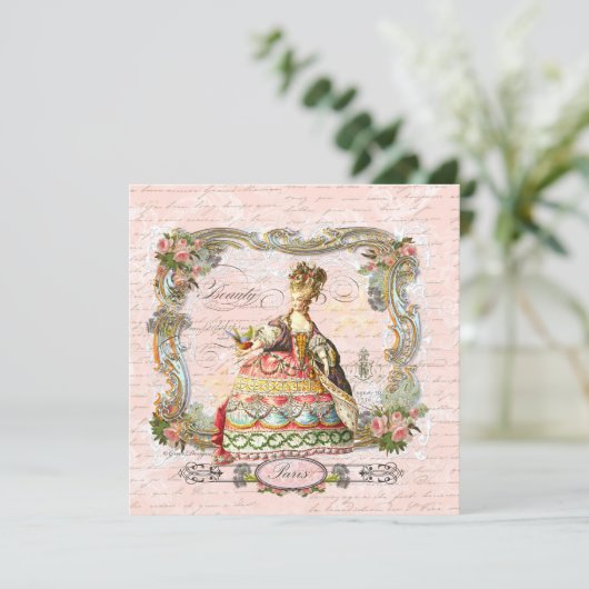 Marie Antoinette French Script and Pink Roses (Standing Front)