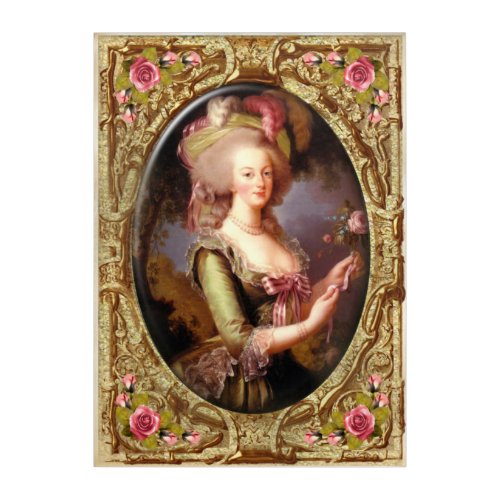 Marie Antoinette French shabby roses portrait  Acrylic Print