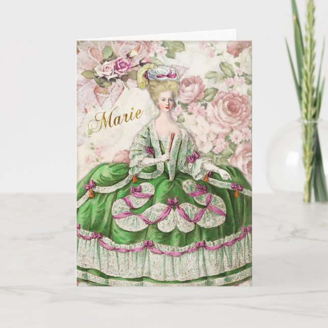 Marie Antoinette Greeting Card Rose Bouquet (Front)