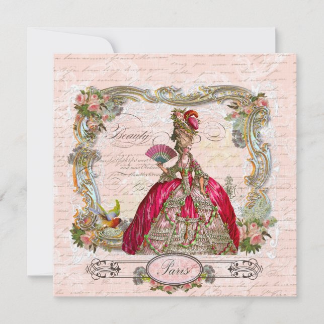 Marie Antoinette Hot Pink & Paris Invitation (Front)
