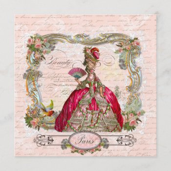 Marie Antoinette Hot Pink & Paris Invitation by lapapeteriedeParis at Zazzle