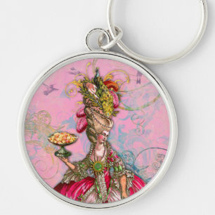 Marie Antoinette Hot Pink & Peacock Keychain