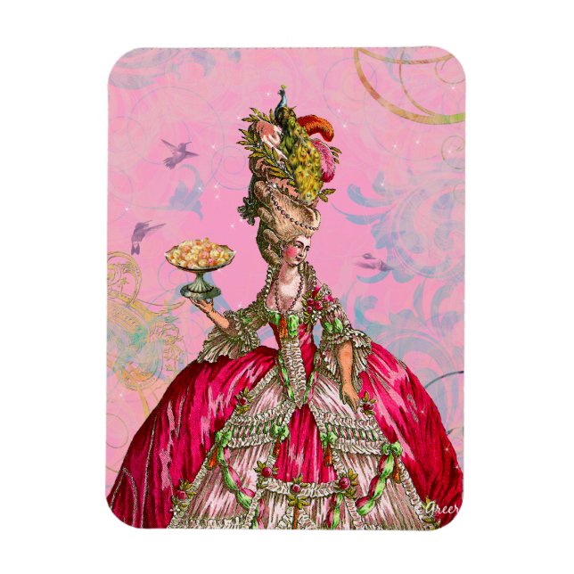 Marie Antoinette & Hummingbirds in Pink Magnet (Vertical)