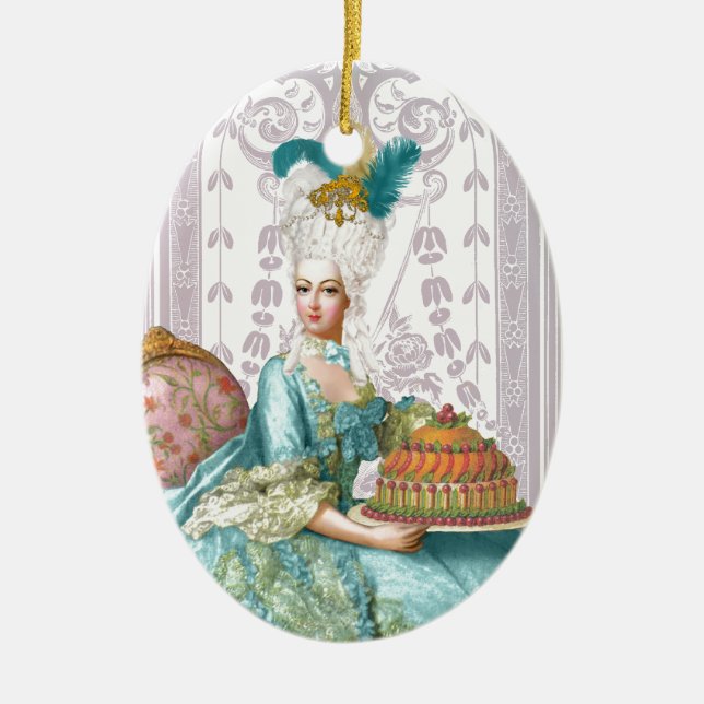 Marie Antoinette in Aqua Ceramic Ornament (Front)