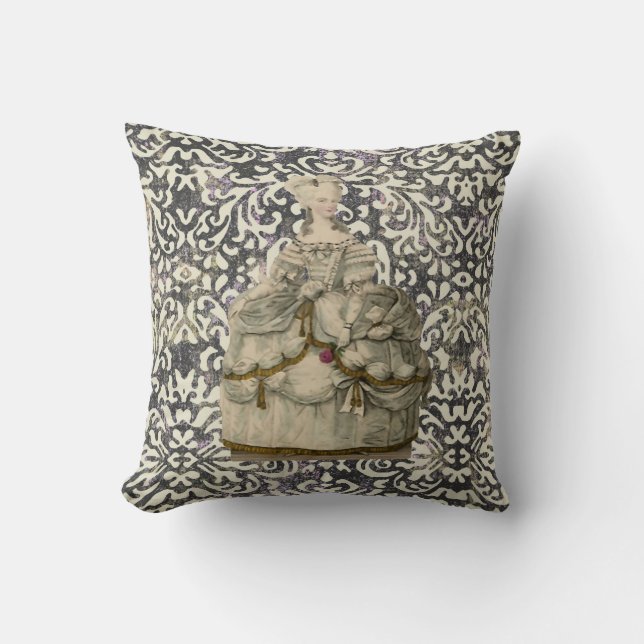 Marie Antoinette in Extravagant Dress OPTIONS- Throw Pillow (Front)