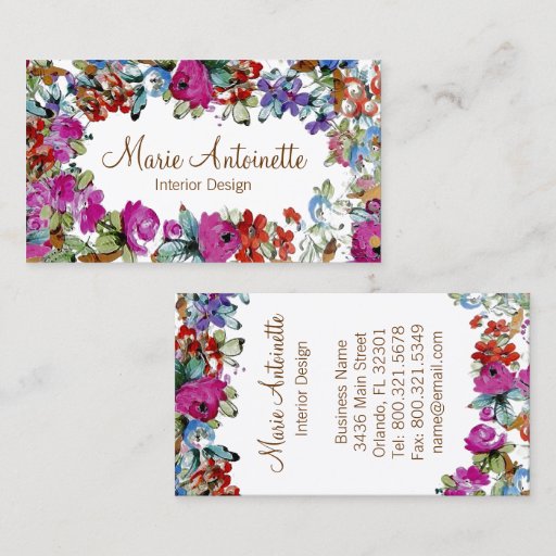 Customizable Marie Antoinette in Flowers ~ Business Cards
