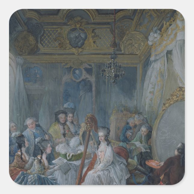 Marie Antoinette  in her chamber at Versailles Square Sticker (Front)