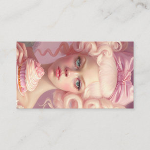 Marie Antoinette in Pastel Pink w cupcake Business Card