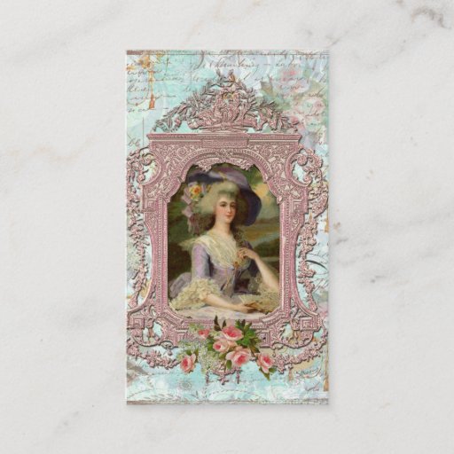 Customizable Marie Antoinette in Pink Frame Business Card