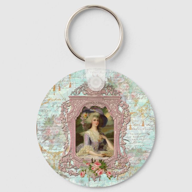 Marie Antoinette in Pink Frame Keychain (Front)