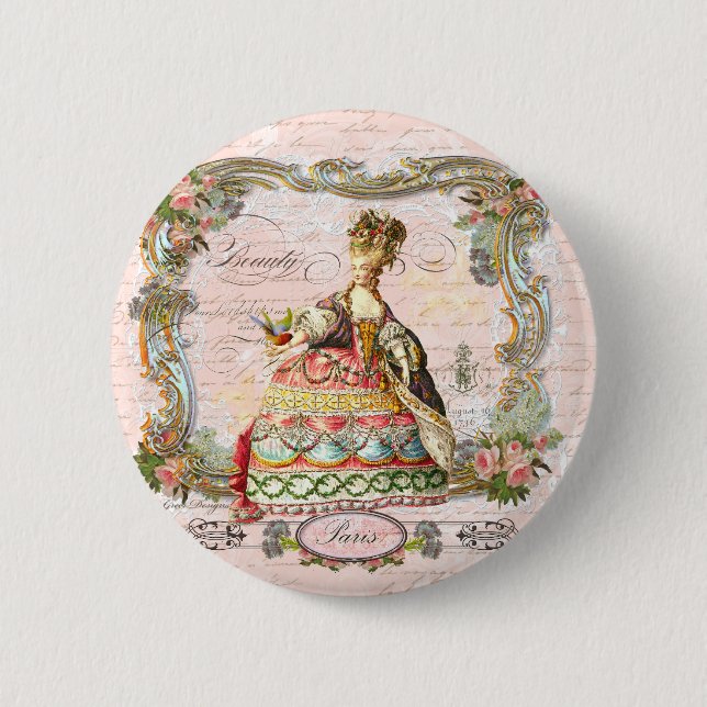 Marie Antoinette in Pink Pinback Button (Front)