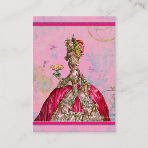 Marie Antoinette in Pink with Peacock Business Card Template