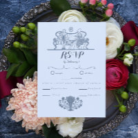 Marie Antoinette Inspired Rococo Blue Wedding RSVP
