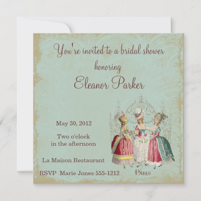Marie Antoinette Ladies Bridal Shower Invitation (Front)