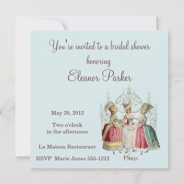 Marie Antoinette Ladies Bridal Shower Invitation (Front)