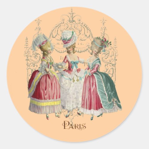 Marie Antoinette Ladies in Waiting Classic Round Sticker