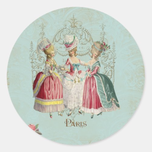 Marie Antoinette Ladies in Waiting Classic Round Sticker