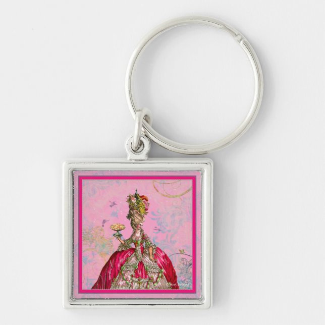 Marie Antoinette Let them eat cake & Peacock Keychain (Front)