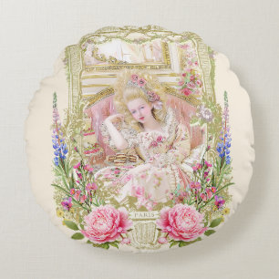 Marie Antoinette let them eat cake pi;;ow Round Pillow