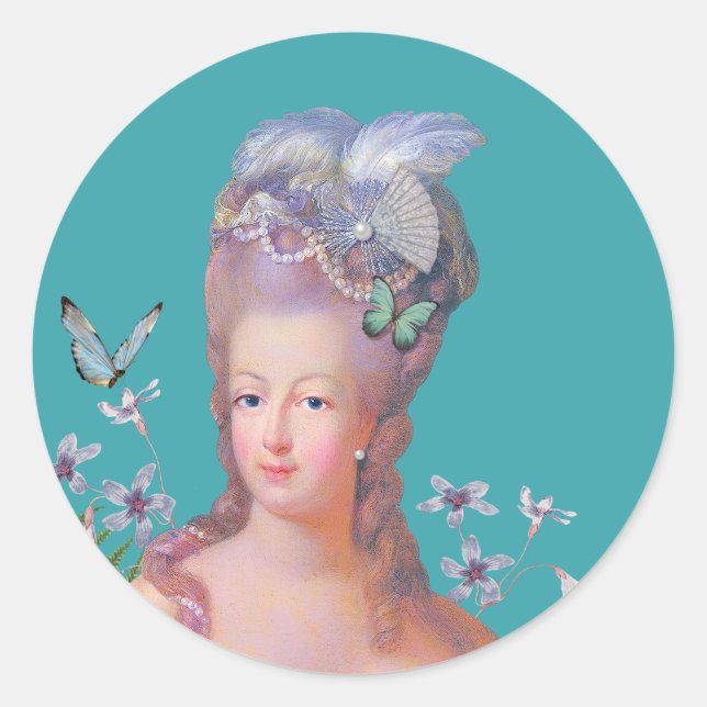 Marie Antoinette Lets Eat Cake Birthday Classic Round Sticker (Front)