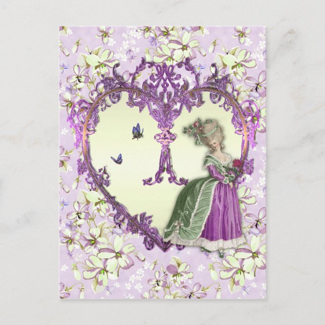 Marie Antoinette Lilac Dreams Purple Floral Print Postcard (Front)