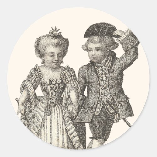 Marie Antoinette Louis XVI Vintage Costumes Classic Round Sticker