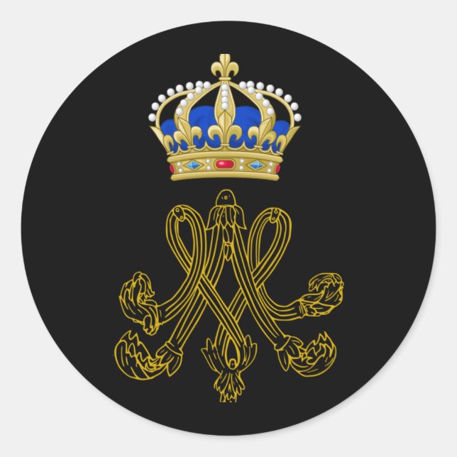 Marie Antoinette Monogram Classic Round Sticker (Front)