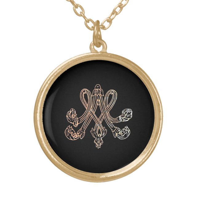 Marie Antoinette - Monogram - Royal Monogram Gold Plated Necklace (Front)