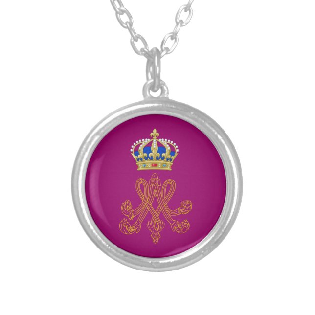 Marie Antoinette Monogram Silver Plated Necklace (Front)