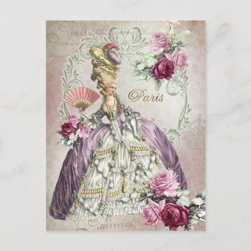Marie AntoinetteParispurple rosesPostcard Postcard