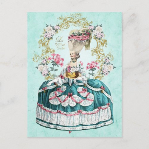 Marie AntoinetteParisroses mint greenPostcard Postcard