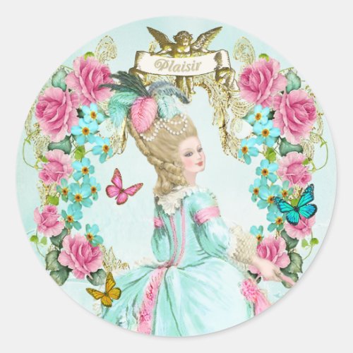 Marie AntoinetteParisshabbybutterflyrose Classic Round Sticker