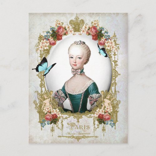 Marie AntoinetteParisshabbyportraitrose Postcard