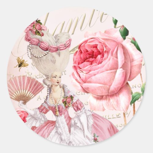 Marie AntoinetteParisshabbyrosestickers Classic Round Sticker