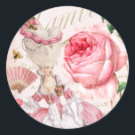 Marie Antoinette,Paris,shabby,rose,stickers Classic Round Sticker<br><div class="desc">Marie Antoinette, Paris, shabby, rose, stickers</div>