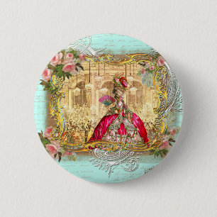 Marie Antoinette Party at Versailles in Aqua Pinback Button