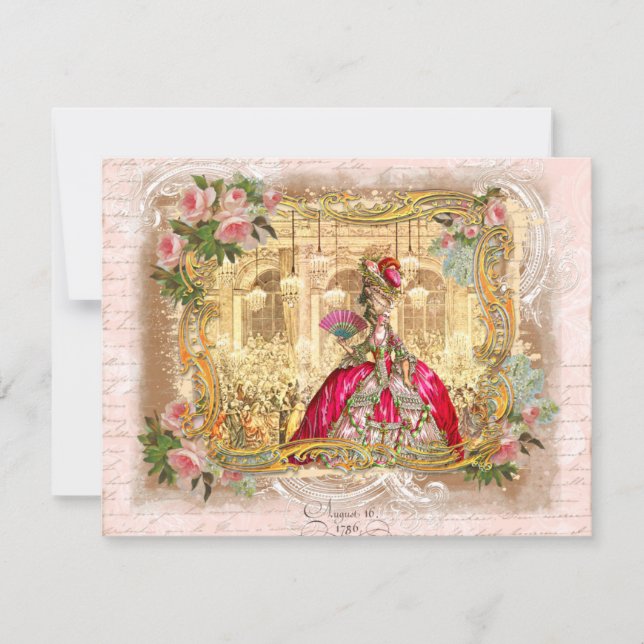Marie Antoinette Party in Pink at Versailles Invitation (Front)