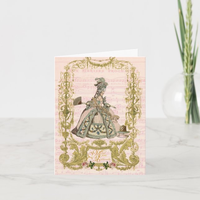 Marie Antoinette Peach Stationery Pour Cerises Note Card (Front)