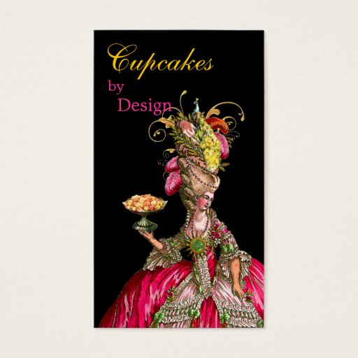 Customizable Marie Antoinette peacock and cake Business Card Templates