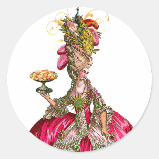 Marie Antoinette peacock and cake Classic Round Sticker