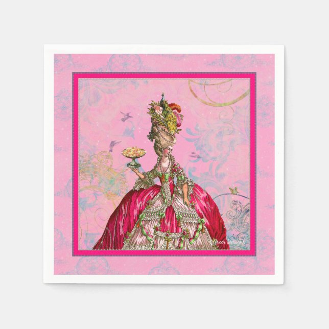 Marie Antoinette Peacock Pink Napkins (Front)
