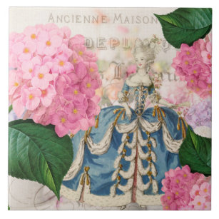 Marie Antoinette Pink Hydrangea Ceramic Tile