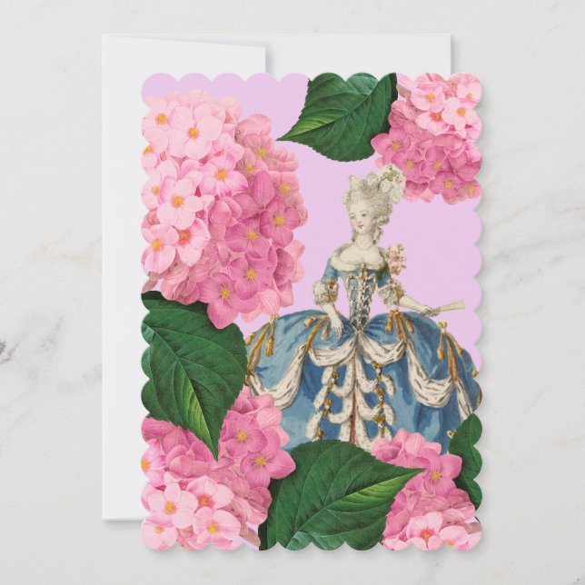 Marie Antoinette Pink Hydrangea Custom Invitations (Front)