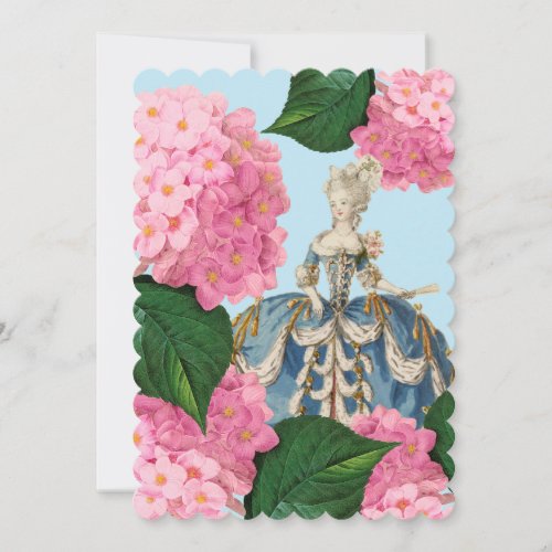 Marie Antoinette Pink Hydrangea Custom Invitations